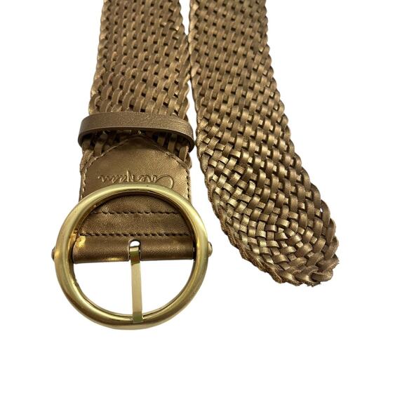 NWT COLE HAAN Gold Woven Wide Braided Leather Adjustable Ladies Size Small - Picture 8 of 9